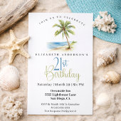 Beach Palm Tree 21st Birthday Einladung