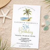 Beach Palm Tree 50th Birthday Einladung