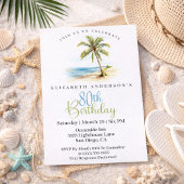 Beach Palm Tree 80th Birthday Einladung