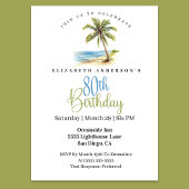 Beach Palm Tree 80th Birthday Einladung