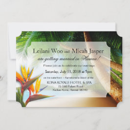 Beach Palm Tree Bird of Paradise Wedding Einladung