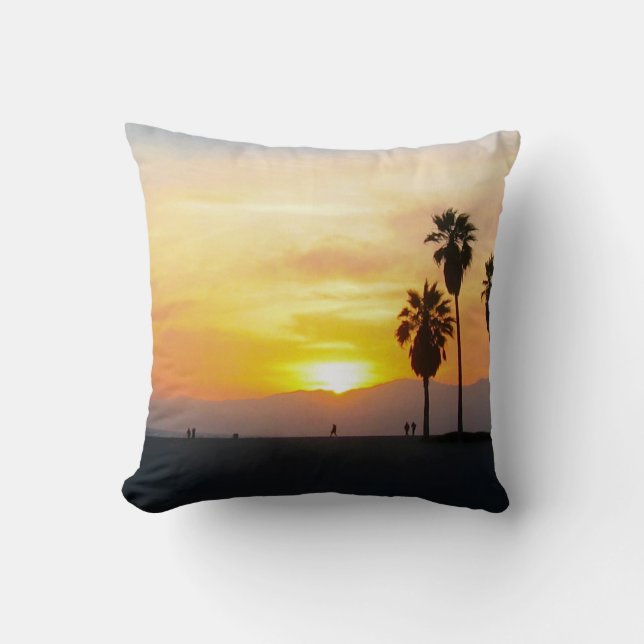 Beach Palm Tree Boardwalk Sunset Venice Beach Kissen (Vorderseite)