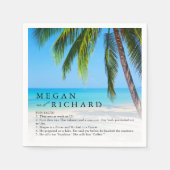 Beach Palm Tree Fun Fakten Hochzeitsempfang Serviette (Vorderseite)