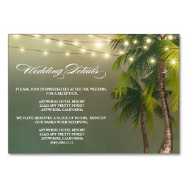 Beach Palm Tree Hochzeitsempfang + Hotelkarten Tischnummer