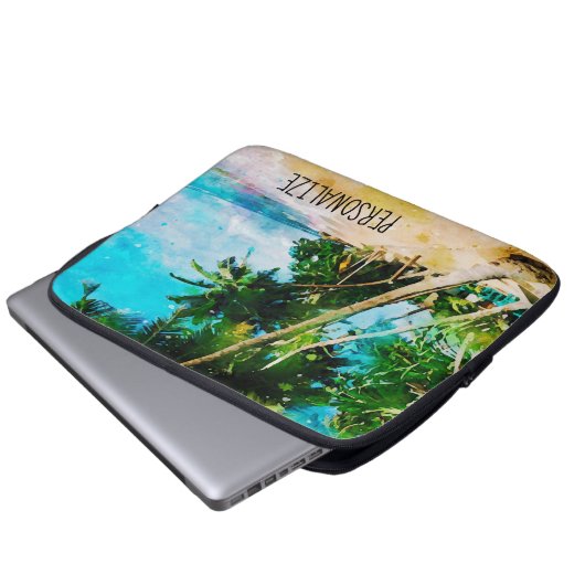 Beach Palm Tree Laptop-Sieb Laptopschutzhülle (Vorne Knopf)