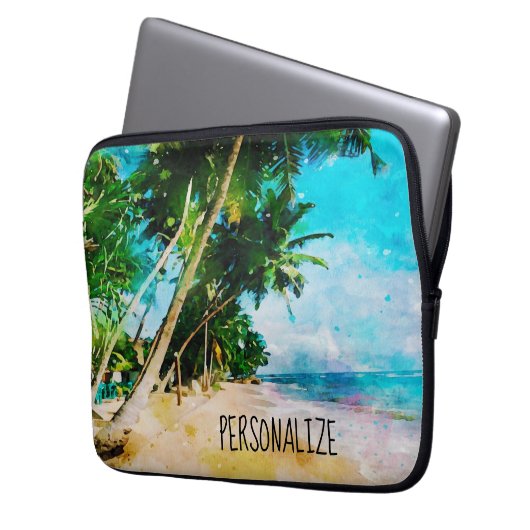 Beach Palm Tree Laptop-Sieb Laptopschutzhülle (Vorderseite Links)