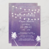 Beach Palm Tree Lila Brautparty Wasserfarbe Einladung (Vorne/Hinten)