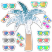 Beach Palm Tree & Mirror Sonnenbrillen Sticker Pac (Vorderseite)