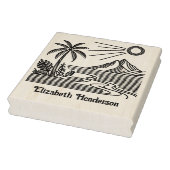 Beach Palm Tree Mountain SQ Library Name Gummistempel (Stempel)