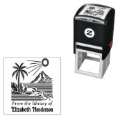 Beach Palm Tree Mountain SQ Library Name Permastempel (Beispiel)