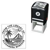 Beach Palm Tree Mountain Sun Library Name Permastempel (Beispiel)