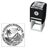 Beach Palm Tree Mountain Sun Name Rücksendeadresse Permastempel (Beispiel)