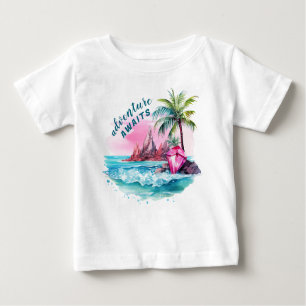 Beach Palm Tree Mountain View Erlebnis erwartet Baby T-shirt