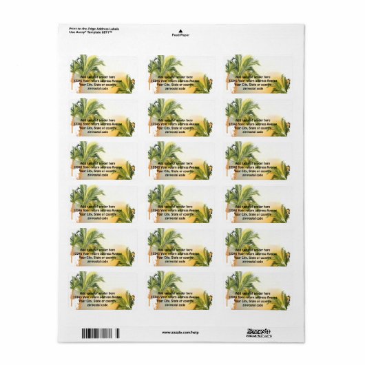 Beach Palm Tree Rücksendeadresse Adressaufkleber (Vorne)