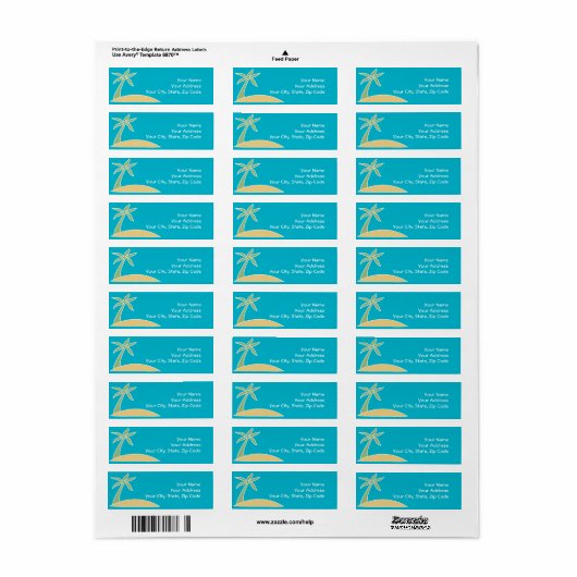 Beach Palm Tree Rücksendeadresse Einladung Label (Vorne)