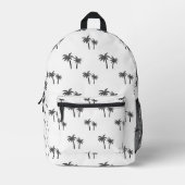 Beach Palm Tree Schwarz-weiß Surfer Bedruckter Rucksack (Vorderseite)