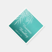 Beach Palm Tree Silhouette Cocktail | Türkis Serviette (Ecke)