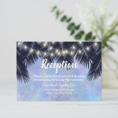 Beach Palm Tree String Lights Aquarell Empfang Einladung (Stehend Vorderseite)