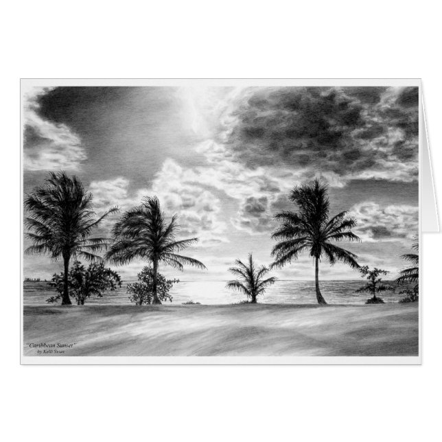 Beach Palm Tree Sunset Zeichnend von Kelli Swan (Vorderseite (Horizontal))