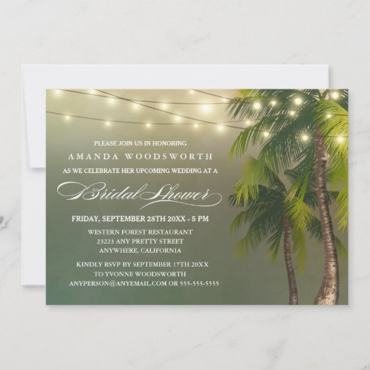 Beach Palm Tree Tropical Bridal Dusche Einladungen (Vorderseite)