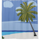 Beach Palm Tree Vacation Beach House Duschvorhang (Vorderseite)