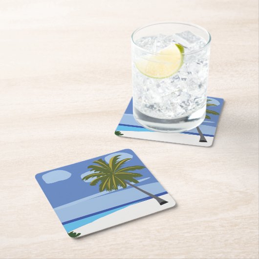 Beach Palm Tree Vacation Beach House Rechteckiger Pappuntersetzer (Vor Ort)