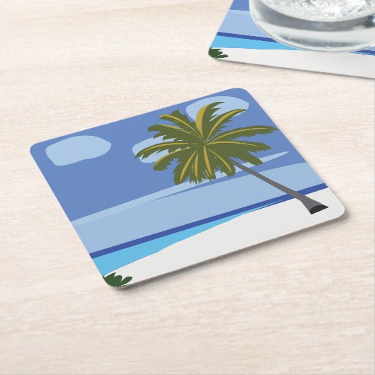 Beach Palm Tree Vacation Beach House Rechteckiger Pappuntersetzer (angewinkelt)
