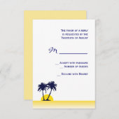 Beach Palm Tree Wedding RSVP Card (Vorne/Hinten)