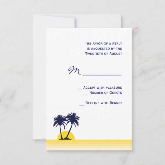 Beach Palm Tree Wedding RSVP Card Karte (Vorderseite)
