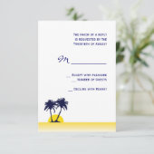 Beach Palm Tree Wedding RSVP Card Karte (Stehend Vorderseite)