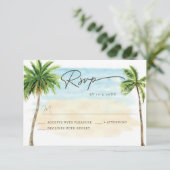 Beach Palm Tree Wedding RSVP Response Card Karte (Stehend Vorderseite)