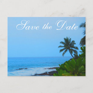 Beach Palm Tree Wedding Save the Date Ankündigungspostkarte