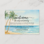 Beach Palm Tree Welcome Gift Bag Basket Place Card Begleitkarte (Vorderseite)