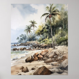 Beach Palm Trees Art Print Poster