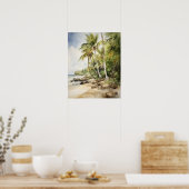 Beach Palm Trees Art Print Travel Poster (Küche)