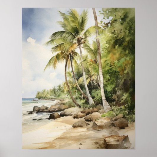 Beach Palm Trees Art Print Travel Poster (Vorne)