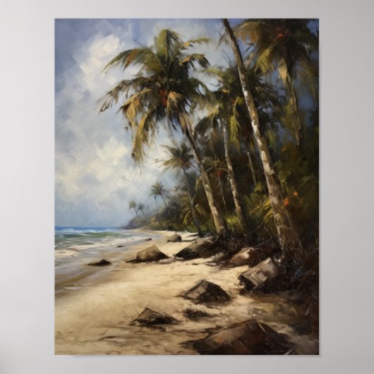 Beach Palm Trees Art Print Travel Poster (Vorne)