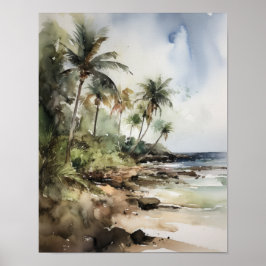 Beach Palm Trees Art Print Travel Poster