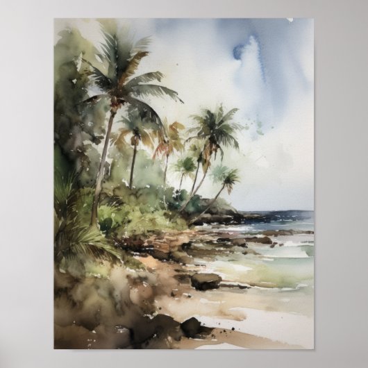 Beach Palm Trees Art Print Travel Poster (Vorne)
