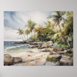 Beach Palm Trees Art Print Travel Poster