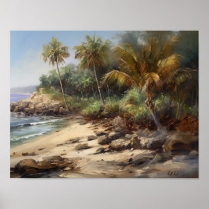 Beach Palm Trees Art Print Travel Poster