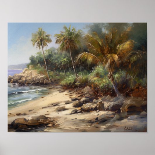 Beach Palm Trees Art Print Travel Poster (Vorne)