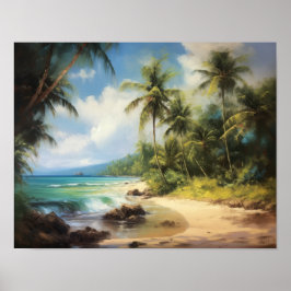 Beach Palm Trees Art Print Travel Poster