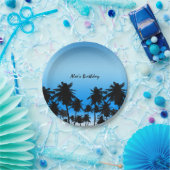 Beach Palm Trees Black & Blue Geburtstagsparty Pappteller (Party)