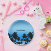 Beach Palm Trees Black & Blue Geburtstagsparty Pappteller (Party)