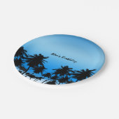 Beach Palm Trees Black & Blue Geburtstagsparty Pappteller (Schrägansicht)
