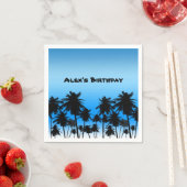 Beach Palm Trees Black & Blue Geburtstagsparty Serviette (Beispiel)