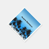 Beach Palm Trees Black & Blue Geburtstagsparty Serviette (Ecke)