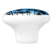 Beach Palm Trees Black & Blue Tropical Keramikknauf (Seitenansicht)