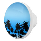 Beach Palm Trees Black & Blue Tropical Keramikknauf (Rechts)